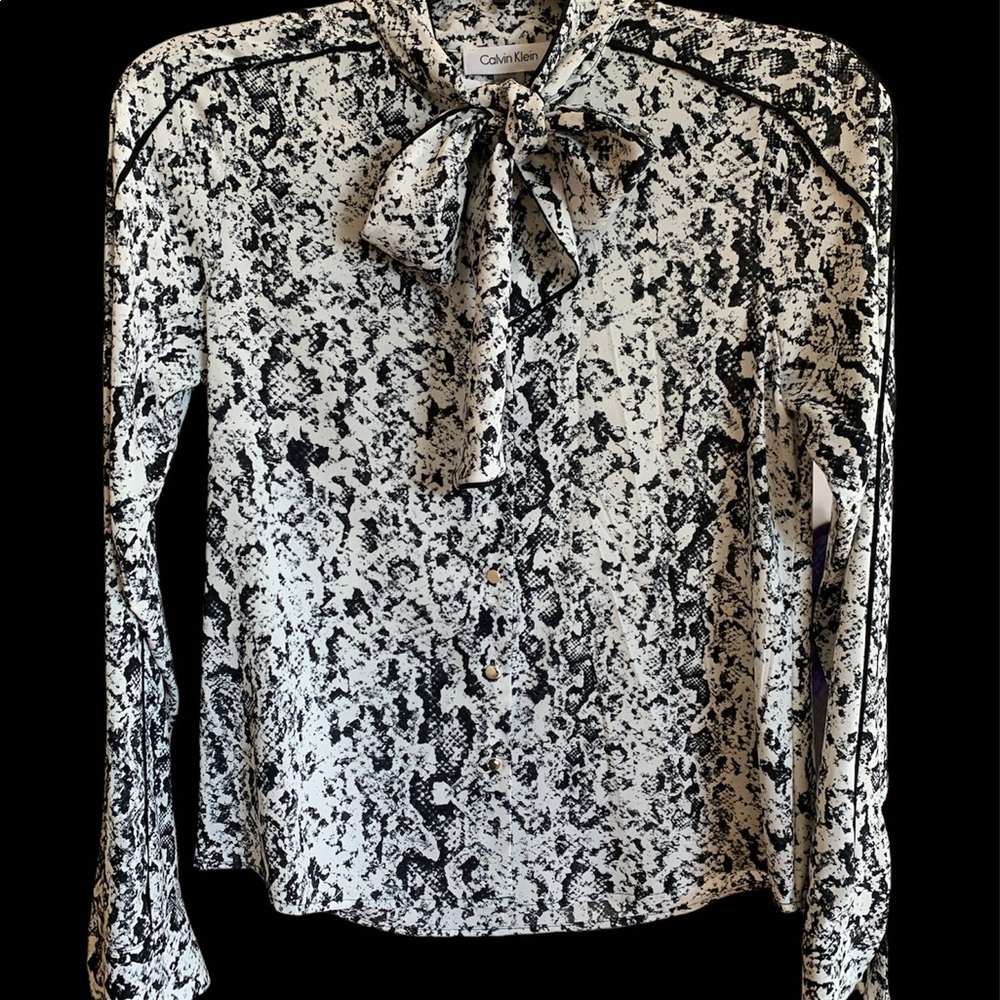 Calvin Klein NEW PXS Stretch Animal print Button Front‎ Tie